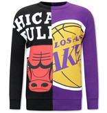 IKAO Chicago Bulls vs Lakers Sweatshirt - Schwarz / Violett