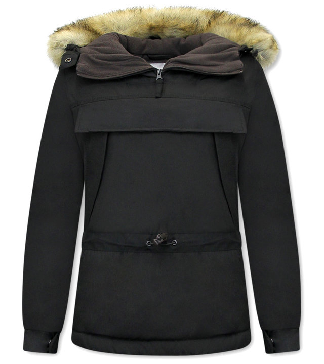 Matogla  Anorak Winterparka Damen Mit Fell - 8691 - Schwarz