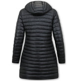 TheBrand Wintermantel Damen Lang Wendemantel - LB-639BP - Schwarz