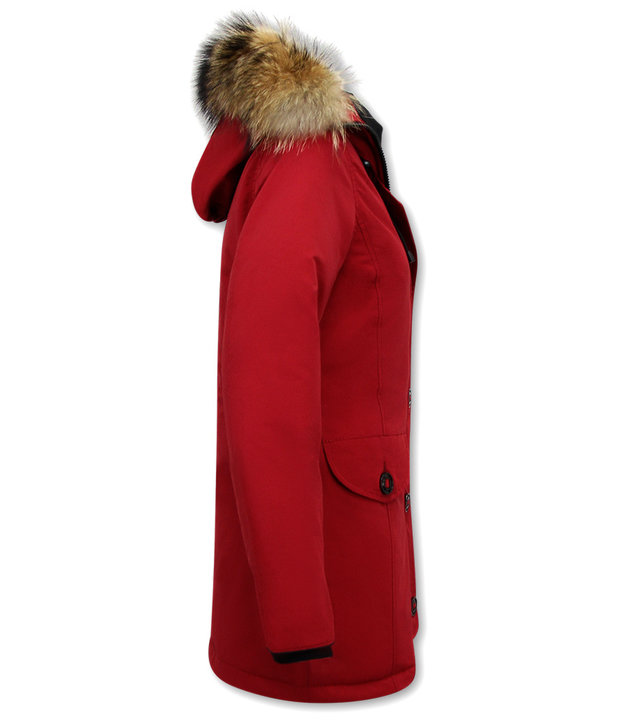 Matogla Wintermantel Mit Echtfell Damen - 8201 - Rot