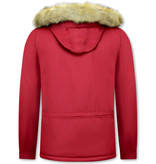 Beluomo Anorak Winterjacken Herren Mit Fellkapuze - 8591 - Rot