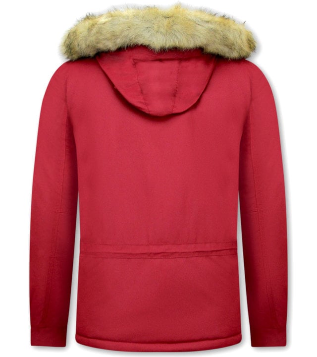 Beluomo Anorak Winterjacken Herren Mit Fellkapuze - 8591 - Rot