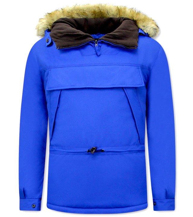 Beluomo Winterjacken Herren Mit Fellkapuze Anorak - 8591 - Blau