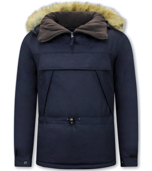 Beluomo Anorak Winterjacken Herren Mit Fellkapuze - 8591 - Blau