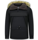 Beluomo Anorak Winterjacken Herren Mit Fellkapuze - 8591 - Schwarz