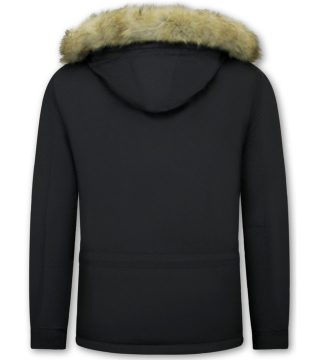 Beluomo Anorak Winterjacken Herren Mit Fellkapuze - 8591 - Schwarz