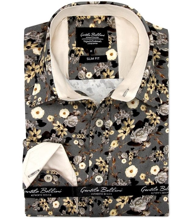 Gentile Bellini Slim Fit Shirt Bloemen Mannen - 3104 - Grün