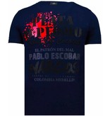 Local Fanatic Pablo Escobar Narcos - Strass T Shirt Herren - Navy / Schwarz