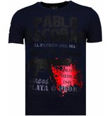 Local Fanatic Pablo Escobar Narcos - Strass T Shirt Herren - Navy / Schwarz
