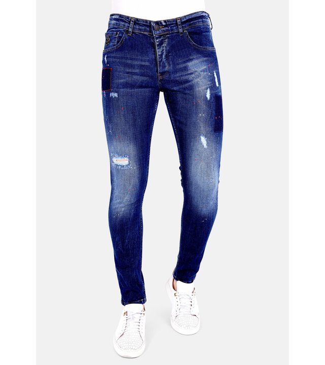 Local Fanatic Luxus Jeans mit Farbspritzern - 1001- Blau