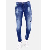 Local Fanatic Luxus Herren Jeans mit Farbspritzer - 1005 - Blau