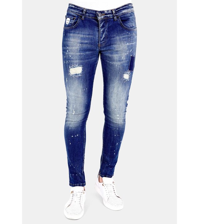 Local Fanatic Skinny Jeans mit Farbspritzer Herren - 1010 - Blau