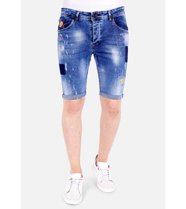 Local Fanatic Stretch Shorts Herren Mit Farbspritzer - 1014 - Blau