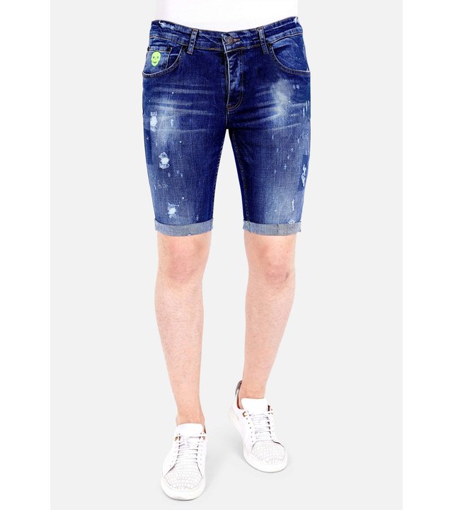 Local Fanatic Shorts Herren Kurz Mit Farbspritzer - 1017 - Blau