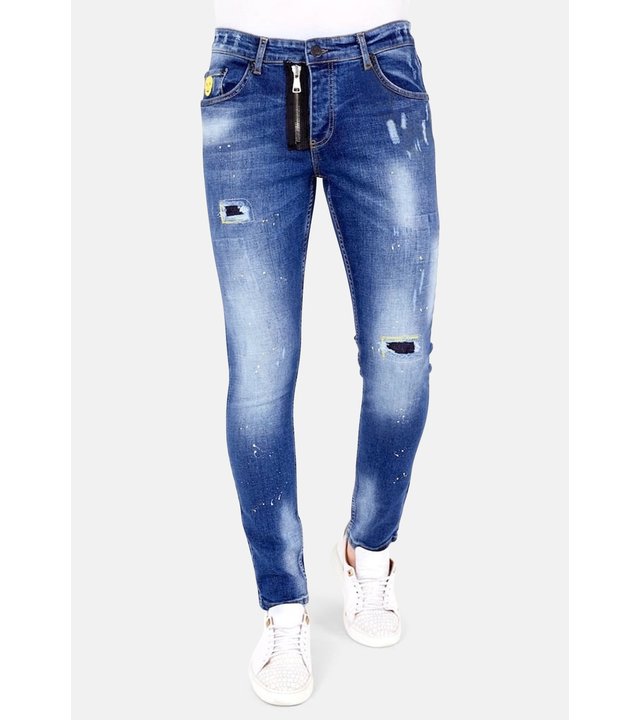 Local Fanatic Luxus Jeans mit Farbspritzer Herren - 1023 - Blau