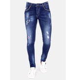 Local Fanatic Luxus Jeans Herren mit Farbspritzern und Nieten - 1025 - Blau