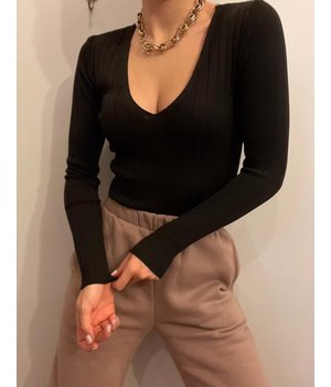 QU-Style Basic-Stretch-Langarm-Top - 35503 - Schwarz