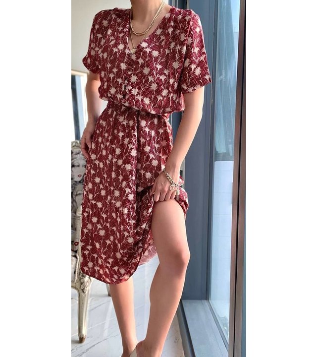 QU-Style Kleid mit königlichem Blumendruck - 0841 - Rot