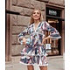 Royal Luxe Print Kleid - 2223 - Weiß / Blau