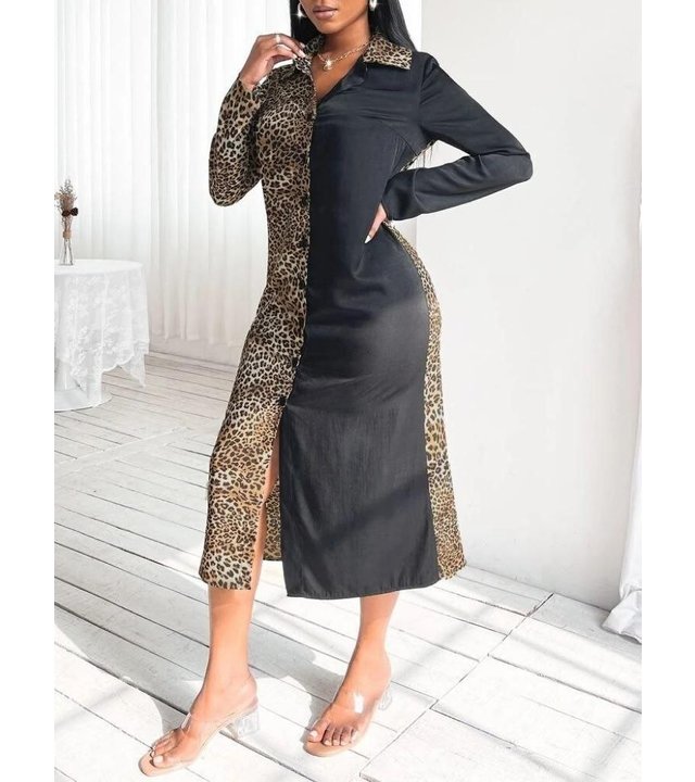 Msn-Collection Royal Luxe Kleid mit Tigerdruck - 2275 - Schwarz