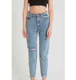 Robin-Collection Gerippte Jeans mit hoher Taille - D83615 - Blau