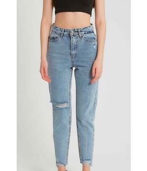 Robin-Collection Gerippte Jeans mit hoher Taille - D83615 - Blau