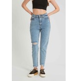 Robin-Collection Gerippte Jeans mit hoher Taille - D83615 - Blau