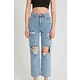 Zerrissene Jeans mit hoher Taille - D83616 - Blau