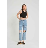 Robin-Collection Zerrissene Jeans mit hoher Taille - D83616 - Blau