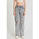 Gerippte Jeans mit hoher Taille - D83618 - Grau