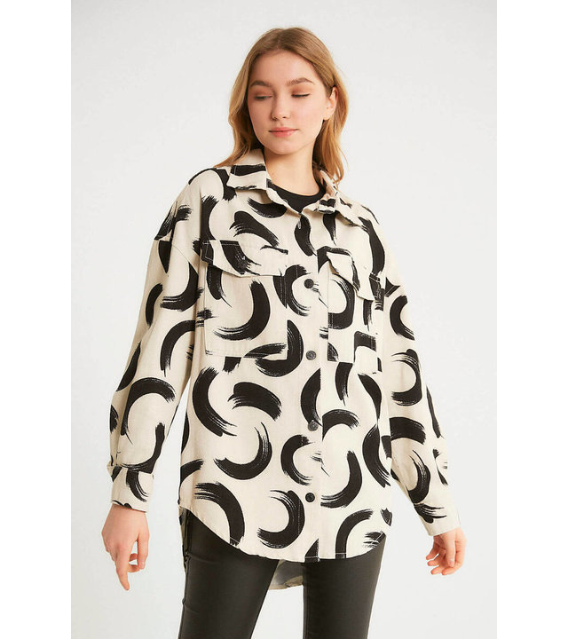Robin-Collection Übergroße bedruckte Damenjacke - D89779 - Beige