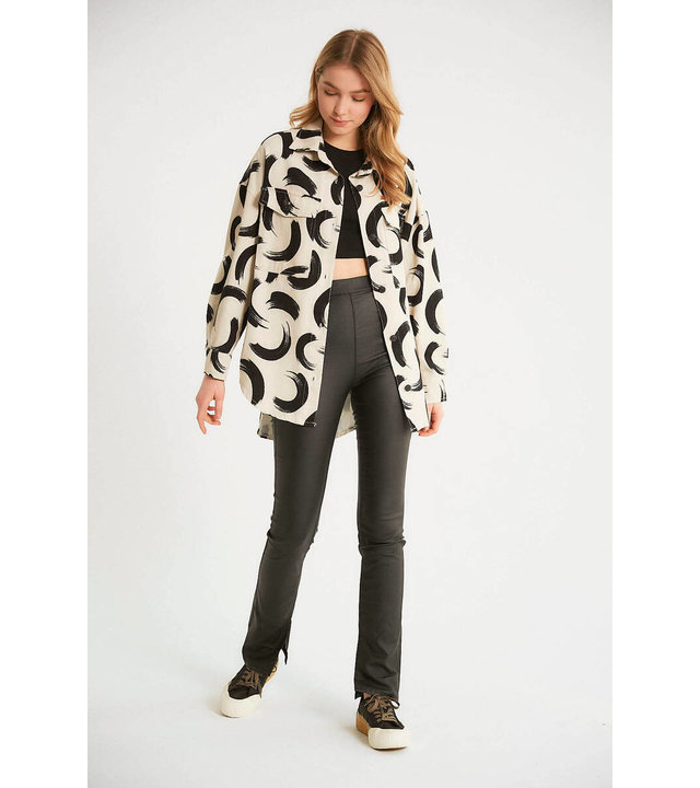 Robin-Collection Übergroße bedruckte Damenjacke - D89779 - Beige