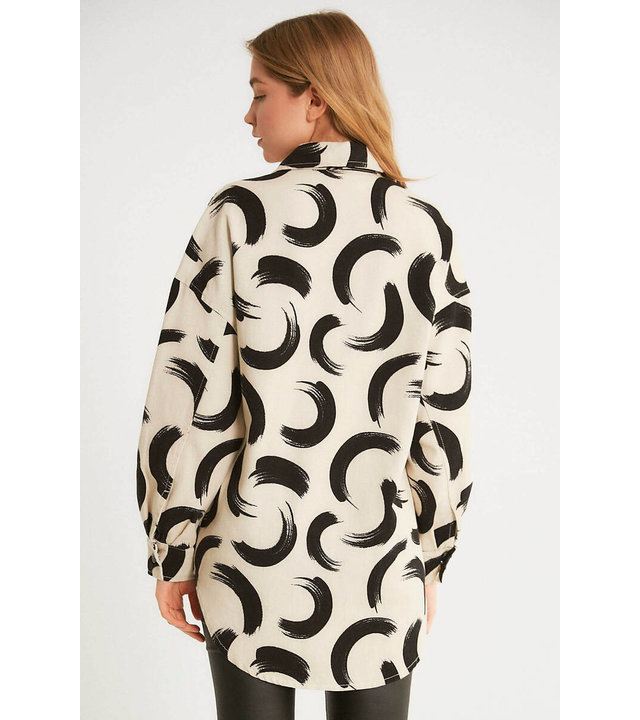 Robin-Collection Übergroße bedruckte Damenjacke - D89779 - Beige