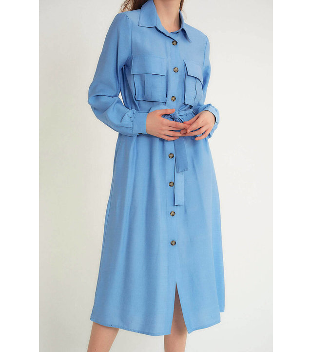 Robin-Collection Leeres langes Damenkleid - M34769 - Blau