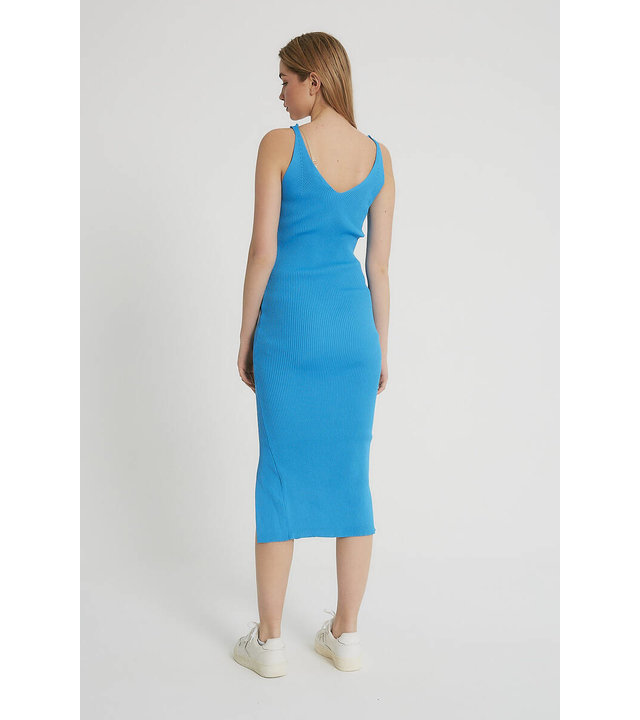 Robin-Collection Elastisches Rippenkleid für Damen - T93513 - Blau