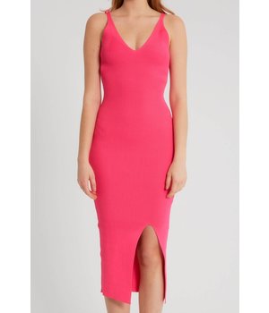 Robin-Collection Elastisches Rippenkleid für Damen - T93513 - Rosa