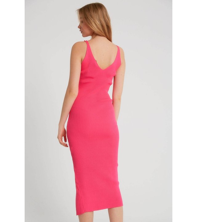 Robin-Collection Elastisches Rippenkleid für Damen - T93513 - Rosa