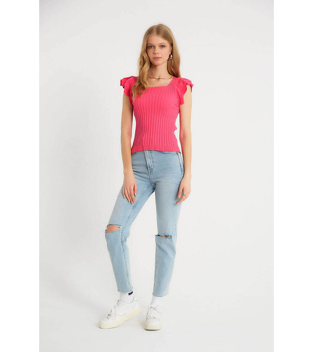 Robin-Collection Elastisches Rippentop für Damen – T93547 – Rosa