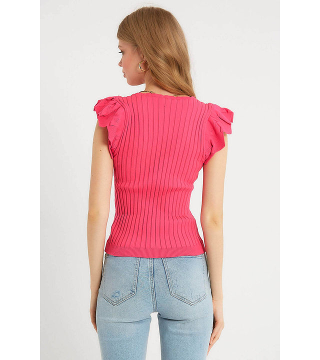Robin-Collection Elastisches Rippentop für Damen – T93547 – Rosa