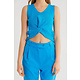 Elastisches Rippentop für Damen - T93564 - Blau