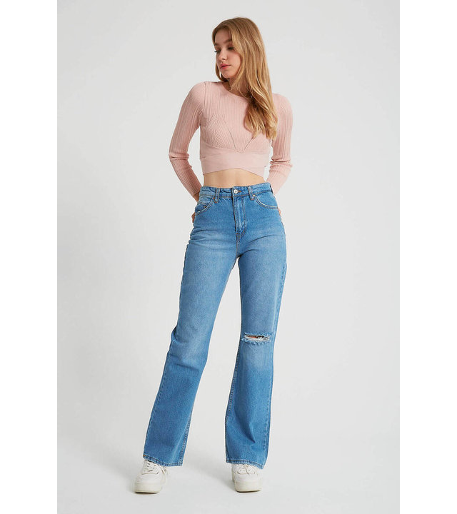 Robin-Collection Basic-Jeans mit hoher Taille - D83578 - Blau