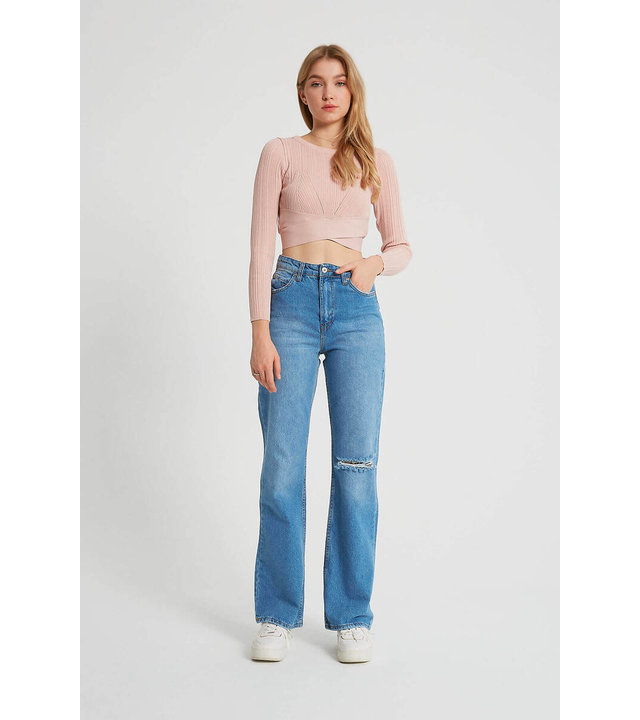 Robin-Collection Basic-Jeans mit hoher Taille - D83578 - Blau