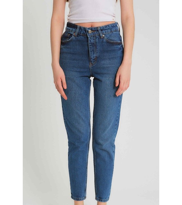 Robin-Collection Basic-Jeans mit hoher Taille - D83607 - Dunkelblau