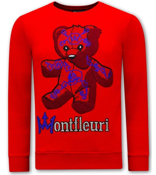 Tony Backer Sweater Herren Teddy Bear Print - 3617 - Rot