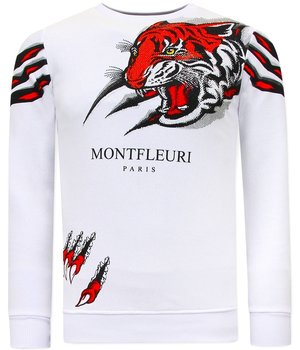 Tony Backer Sweatshirt Männer Tiger Head - 3636 - Weiß