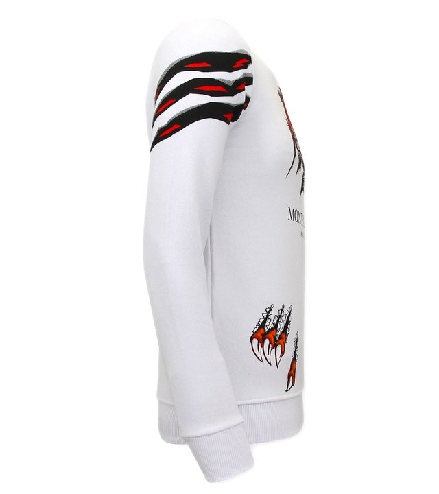 Tony Backer Sweatshirt Männer Tiger Head - 3636 - Weiß