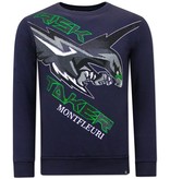 Tony Backer Sweater Herren Eagle Head Print - 3645 - Blau