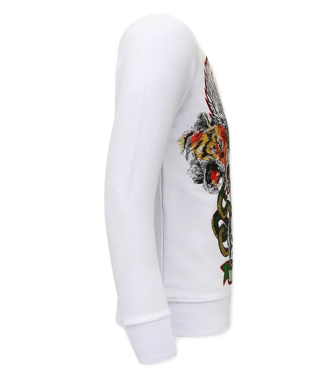 Tony Backer Heren Sweater met Print - Skull Head - 3662 - Wit