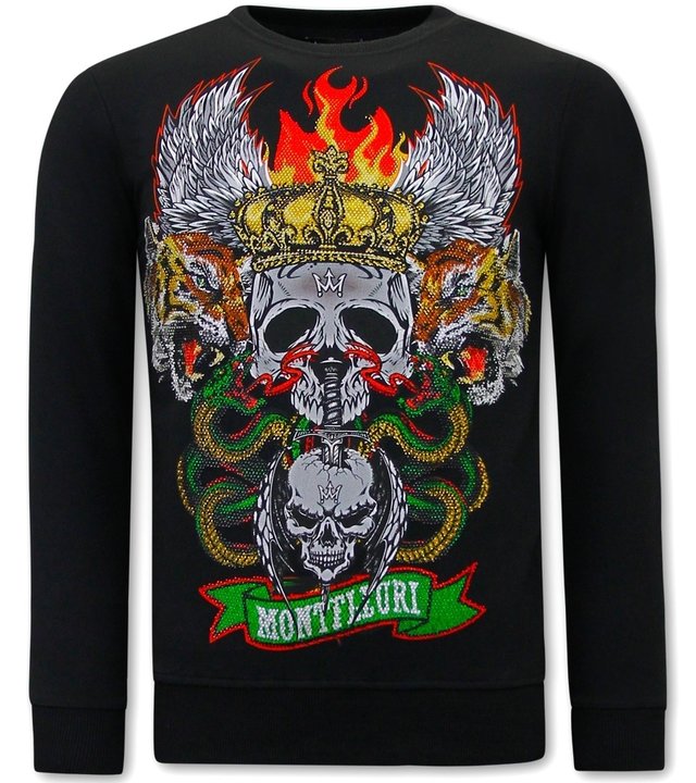 Tony Backer Herren Sweater Skull Head - 3662 - Schwarz