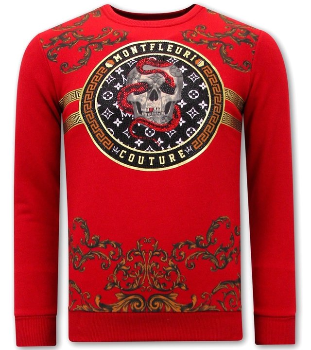 Tony Backer Pullover Designen Snake Skull - 3674 - Rot